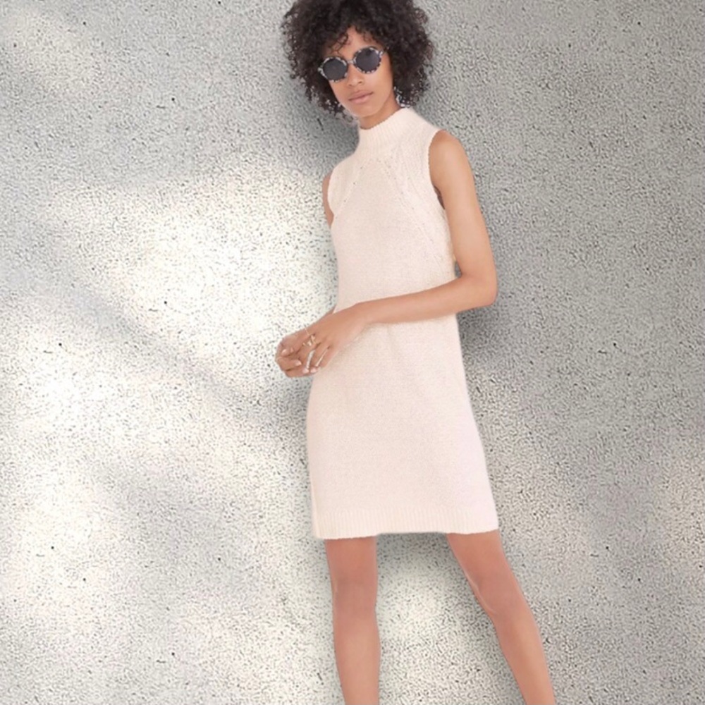 Madewell Knit Sweater Cotton Dress Ivory  Sleeveless